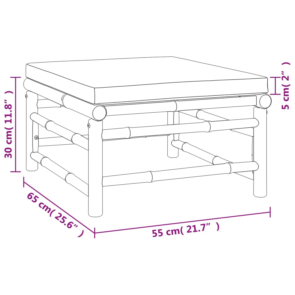 6-dijelna vrtna garnitura od bambusa sa zelenim jastucima