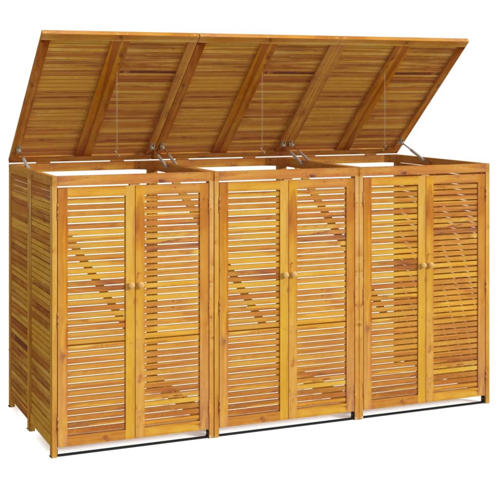 Spremište za 3 kante za smeće 210x89x117cm masivno drvo bagrema