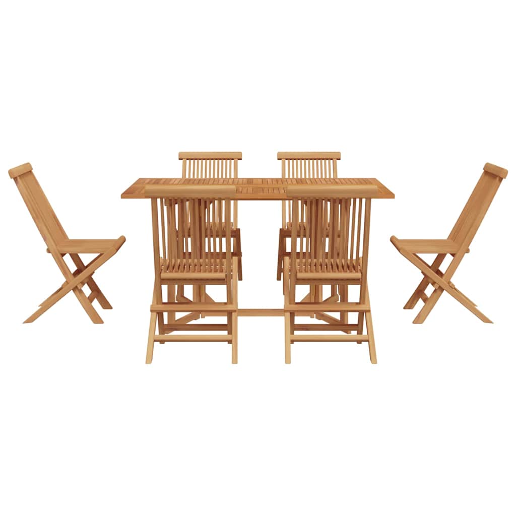 Vrtni set za objed 7 pcs Smeđa Čvrsto teak drvo