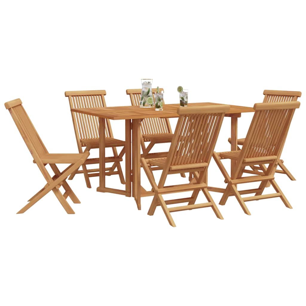 Vrtni set za objed 7 pcs Smeđa Čvrsto teak drvo