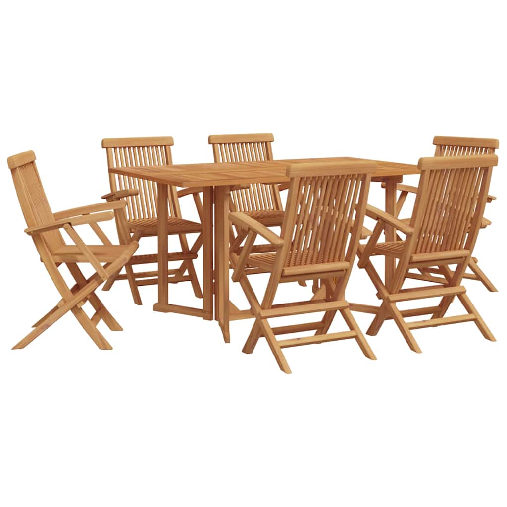 Vrtni set za objed 7 pcs Smeđa Čvrsto teak drvo