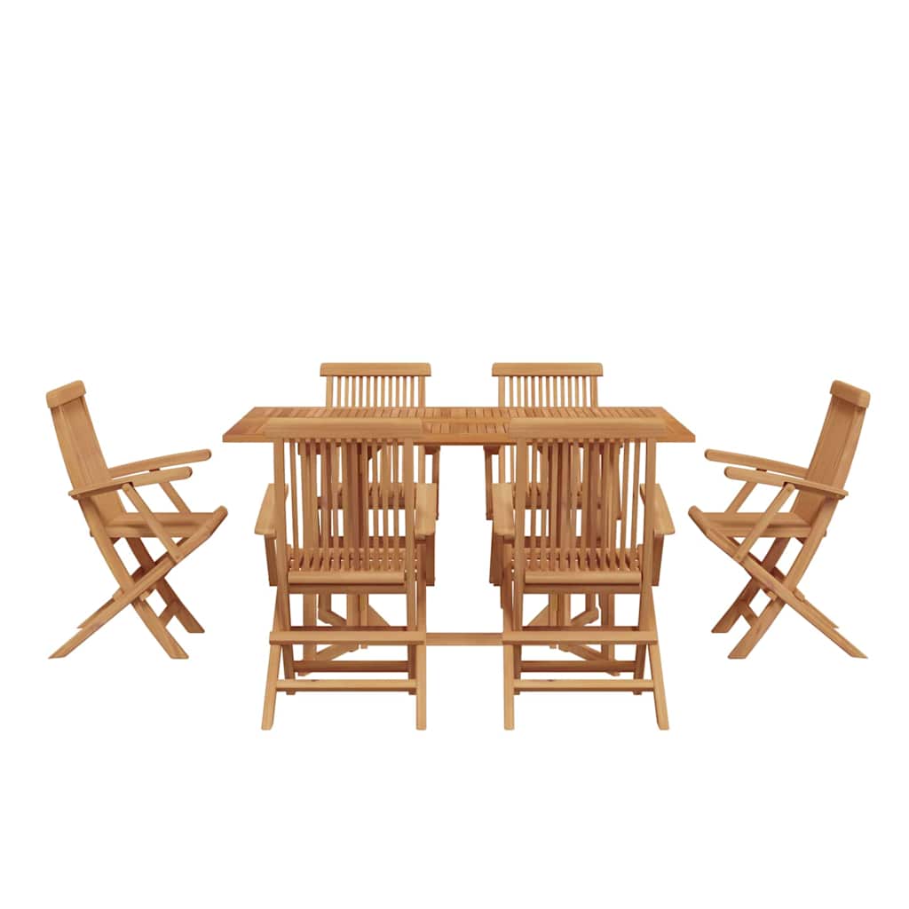 Vrtni set za objed 7 pcs Smeđa Čvrsto teak drvo