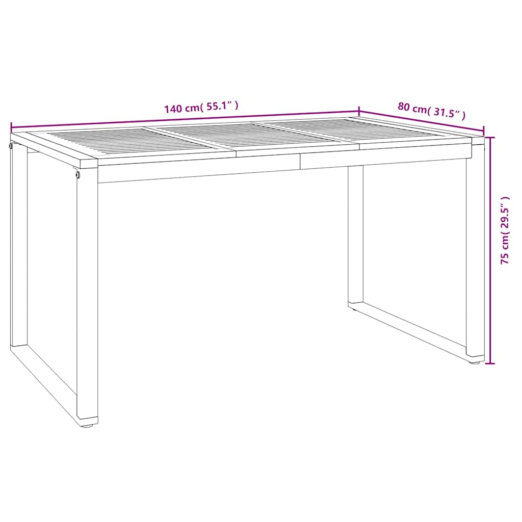 5-dijelni vrtni blagovaonski set od bagremovog drva i metala