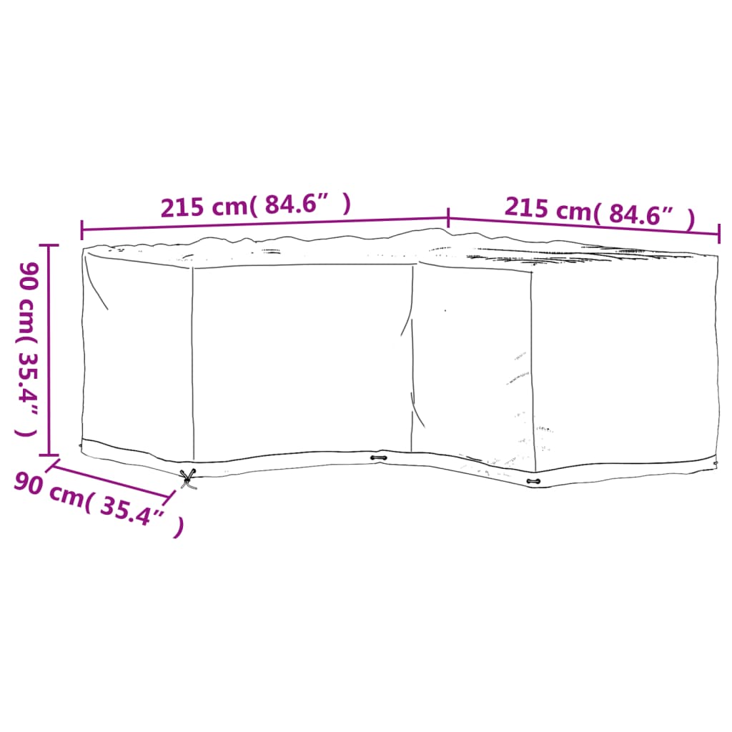 Navlake za kutnu vrtnu garnituru 2 kom s 16 ušica 215x215x90 cm
