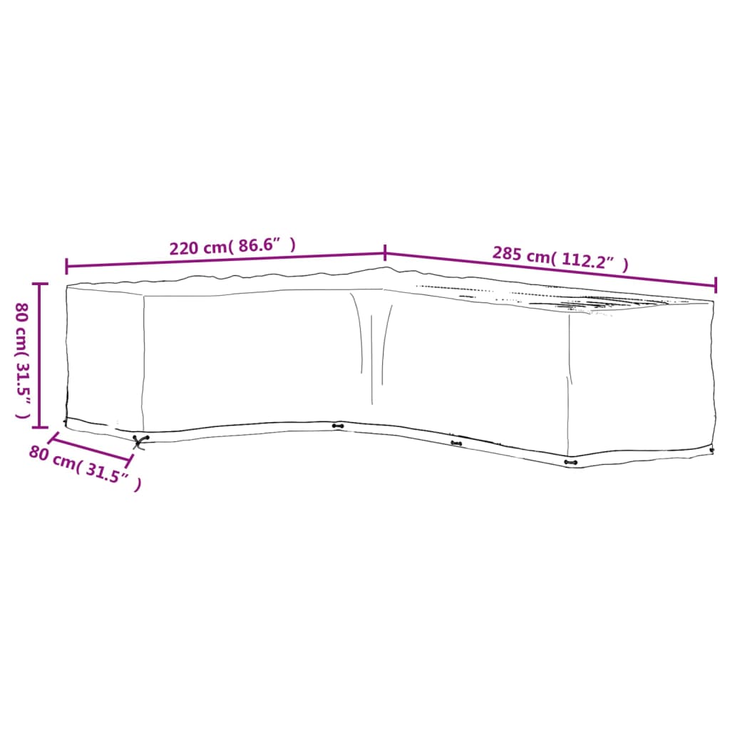Navlake za kutnu vrtnu garnituru 2 kom s 18 ušica 220x285x80 cm