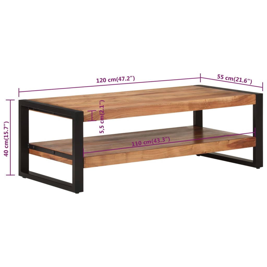 Stolić za kavu 120 x 55 x 40 cm od masivnog bagremovog drva
