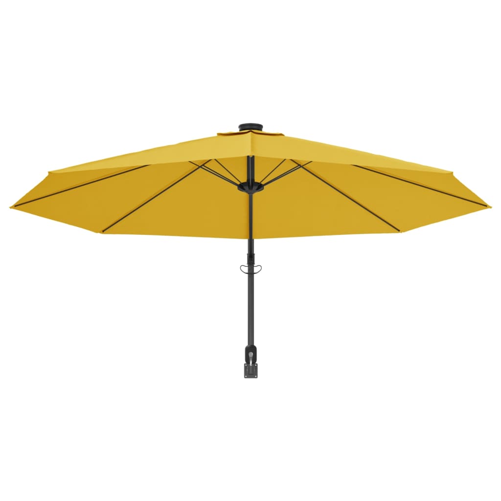 Zidni suncobran s LED svjetlima žuti 290 cm