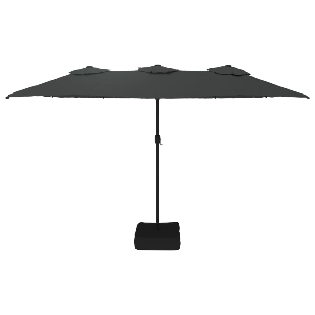 Dvostruki vrtni suncobran s LED svjetlima antracit 449 x 265 cm