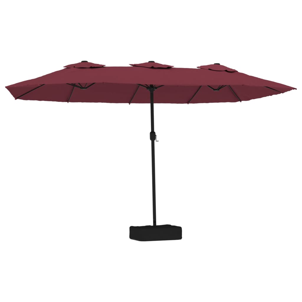Dvostruki vrtni suncobran s LED svjetlima bordo 449 x 265 cm