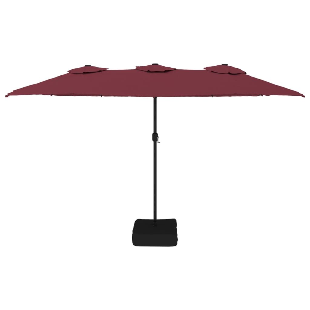Dvostruki vrtni suncobran s LED svjetlima bordo 449 x 265 cm