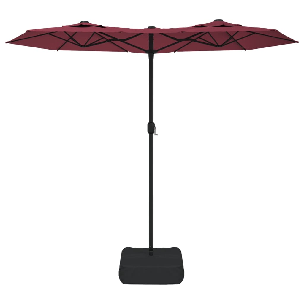 Dvostruki vrtni suncobran s LED svjetlima bordo 316 x 145 cm