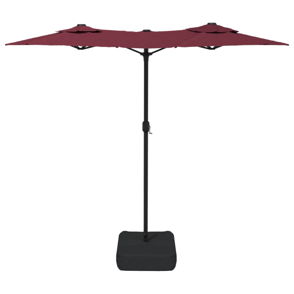 Dvostruki vrtni suncobran s LED svjetlima bordo 316 x 145 cm