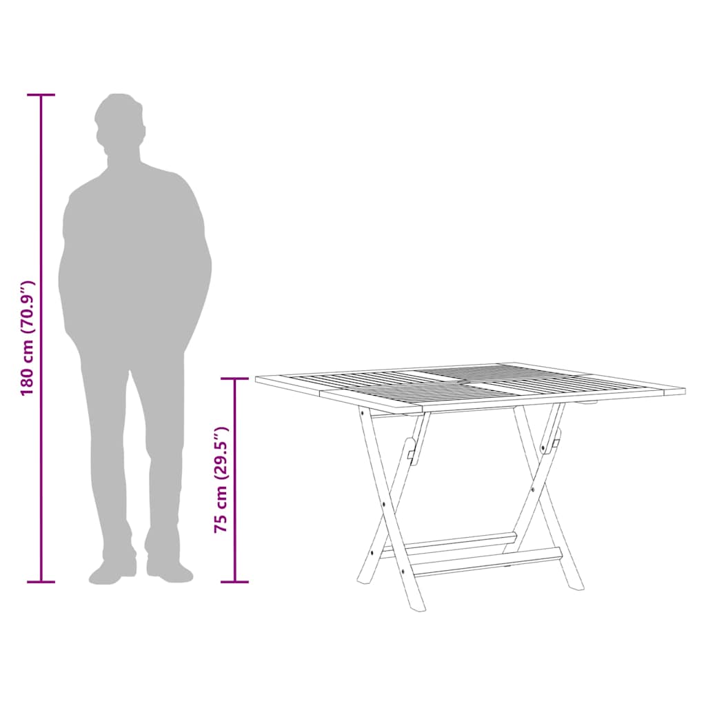 Sklopivi vrtni stol Ø 110 x 75 cm od masivne tikovine