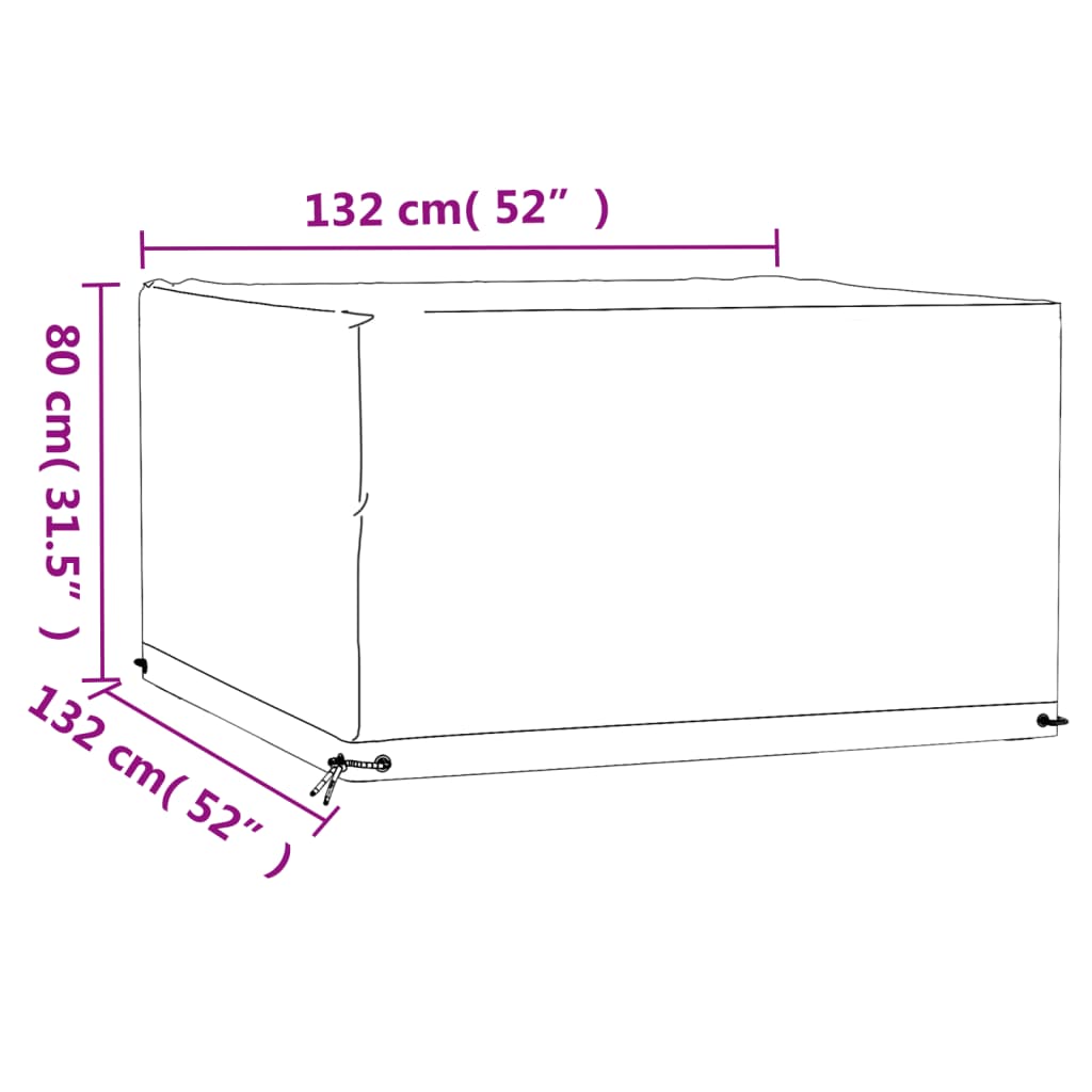 Navlaka za vrtni namještaj sa 8 ušica 132x132x80 cm kvadratna