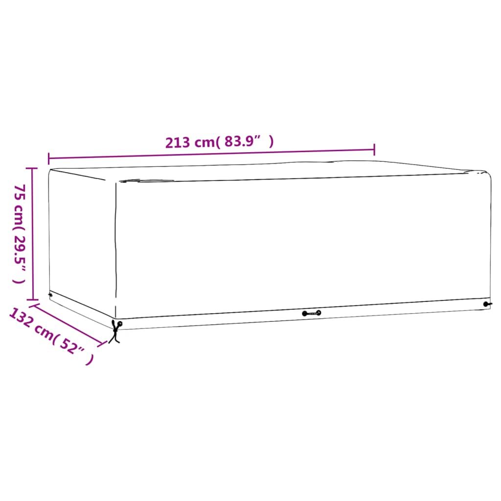 Navlaka za vrtni namještaj s 12 ušica 213x132x75 cm pravokutna