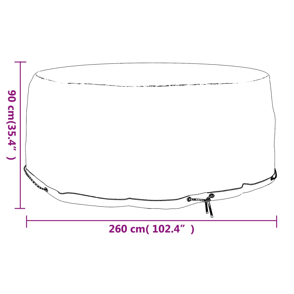 Navlaka za vrtni namještaj s 10 ušica Ø 260 x 90 cm okrugla