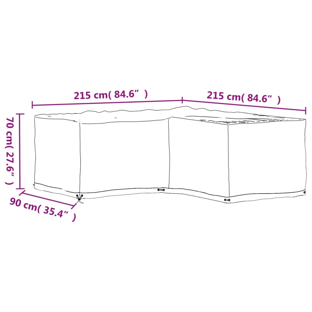 Navlaka za kutnu vrtnu garnituru sa 16 ušica 215 x 215 x 70 cm