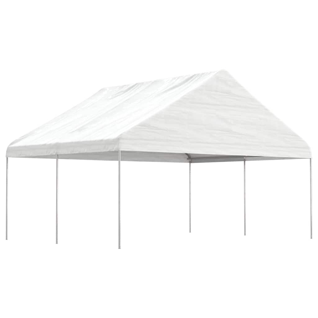 Sjenica s krovom bijela 4,46 x 5,88 x 3,75 m polietilen