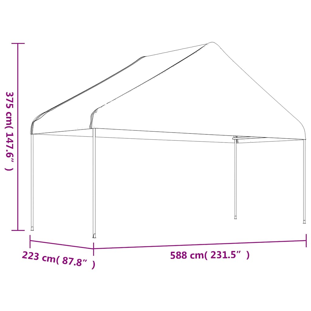 Sjenica s krovom bijela 4,46 x 5,88 x 3,75 m polietilen