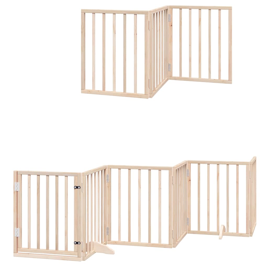 Vrata za pse s vratašcima 9 panela sklopiva 450 cm drvo topole Smeđa 50 x 60 x 2 cm