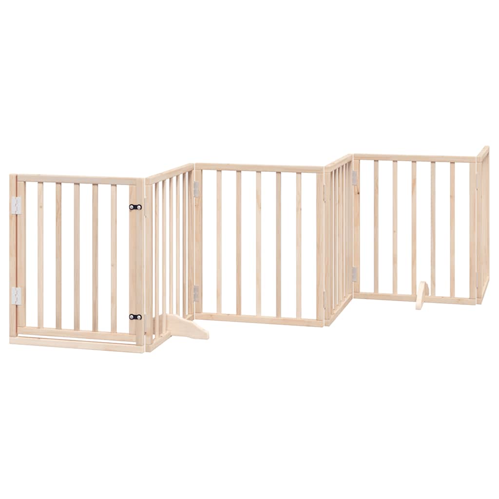 Vrata za pse s vratašcima 9 panela sklopiva 450 cm drvo topole Smeđa 50 x 60 x 2 cm