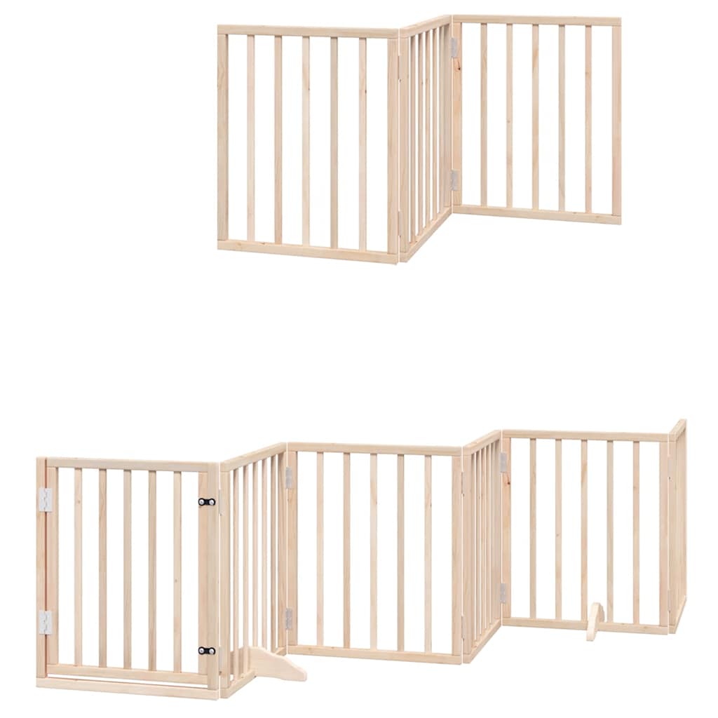 Vrata za pse s vratašcima 15 panela sklopiva 750 cm drvo topole Smeđa 50 x 60 x 2 cm
