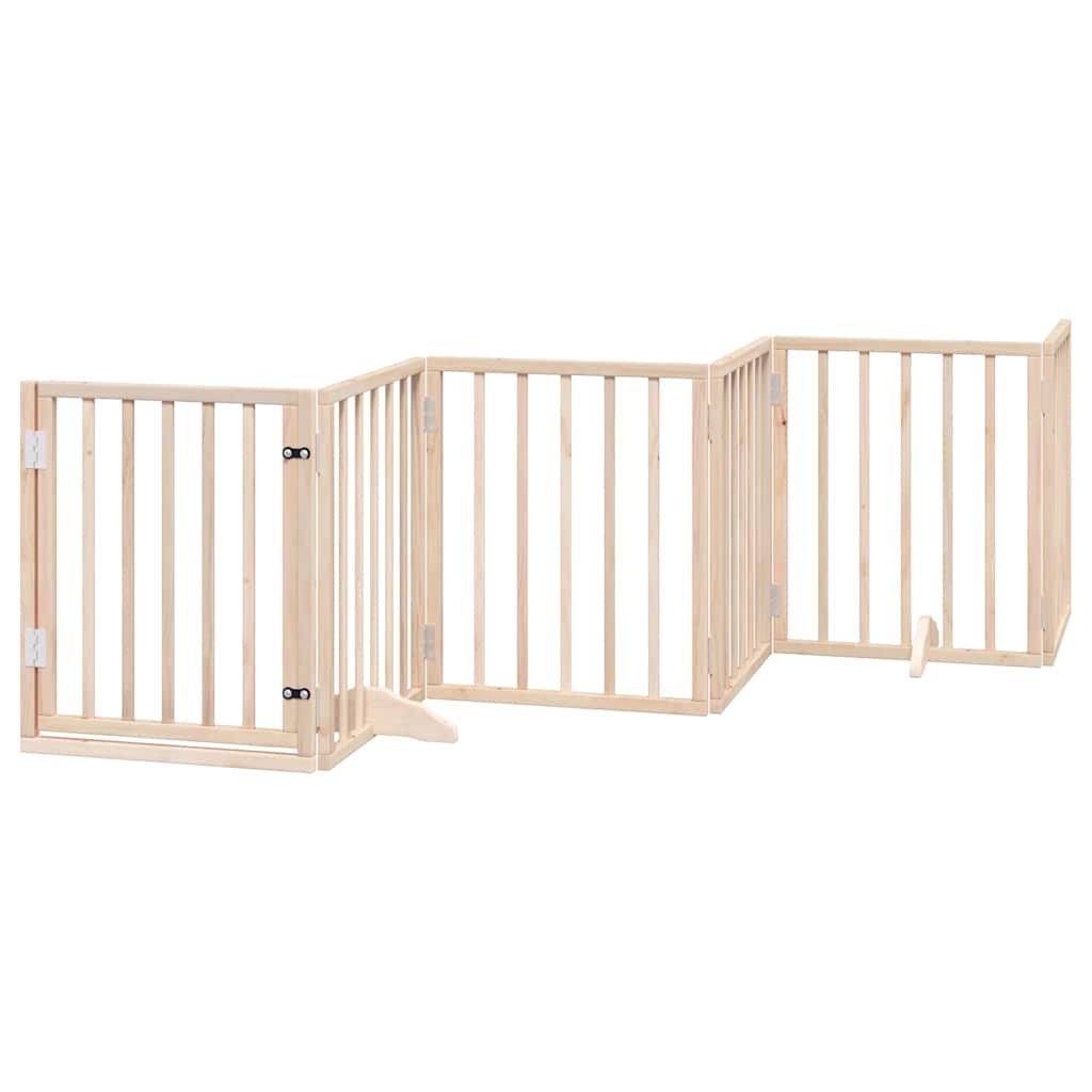 Vrata za pse s vratašcima 15 panela sklopiva 750 cm drvo topole Smeđa 50 x 60 x 2 cm