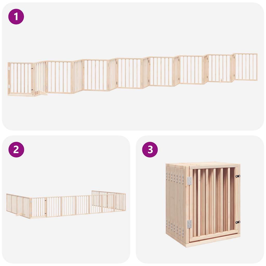 Vrata za pse s vratašcima 15 panela sklopiva 750 cm drvo topole Smeđa 50 x 60 x 2 cm