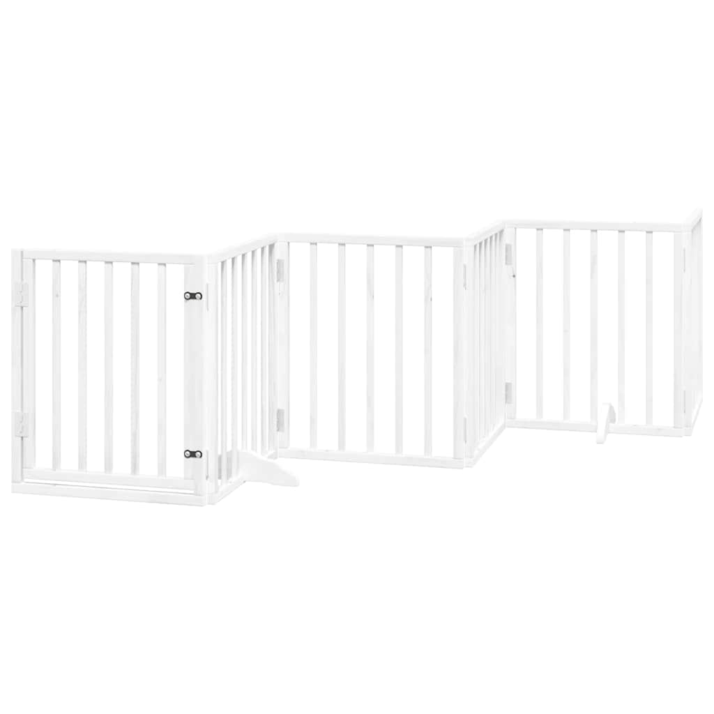 Vrata za pse s vratašcima 15 panela sklopiva 750 cm drvo topole Bijela 50 x 60 x 2 cm
