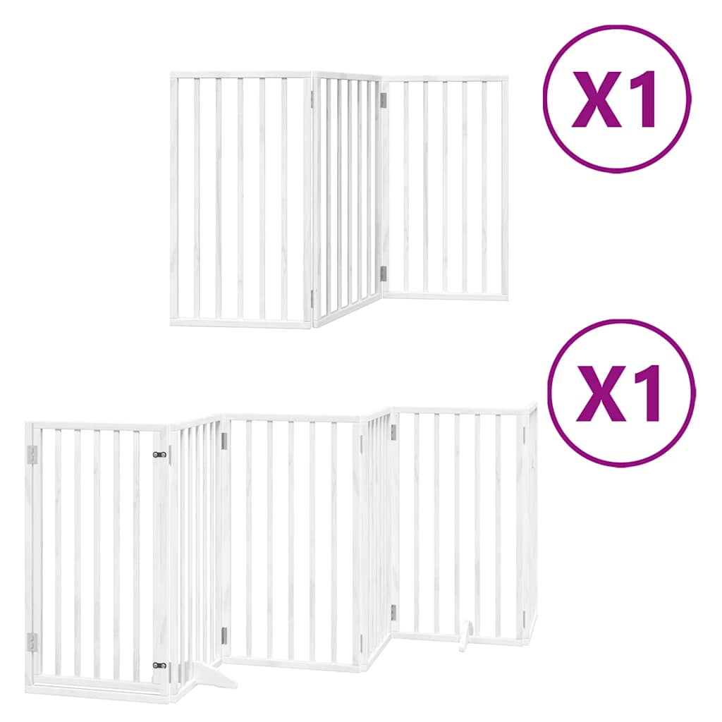 Vrata za pse s vratašcima 9 panela sklopiva 450 cm drvo topole Bijela 50 x 90 x 2 cm