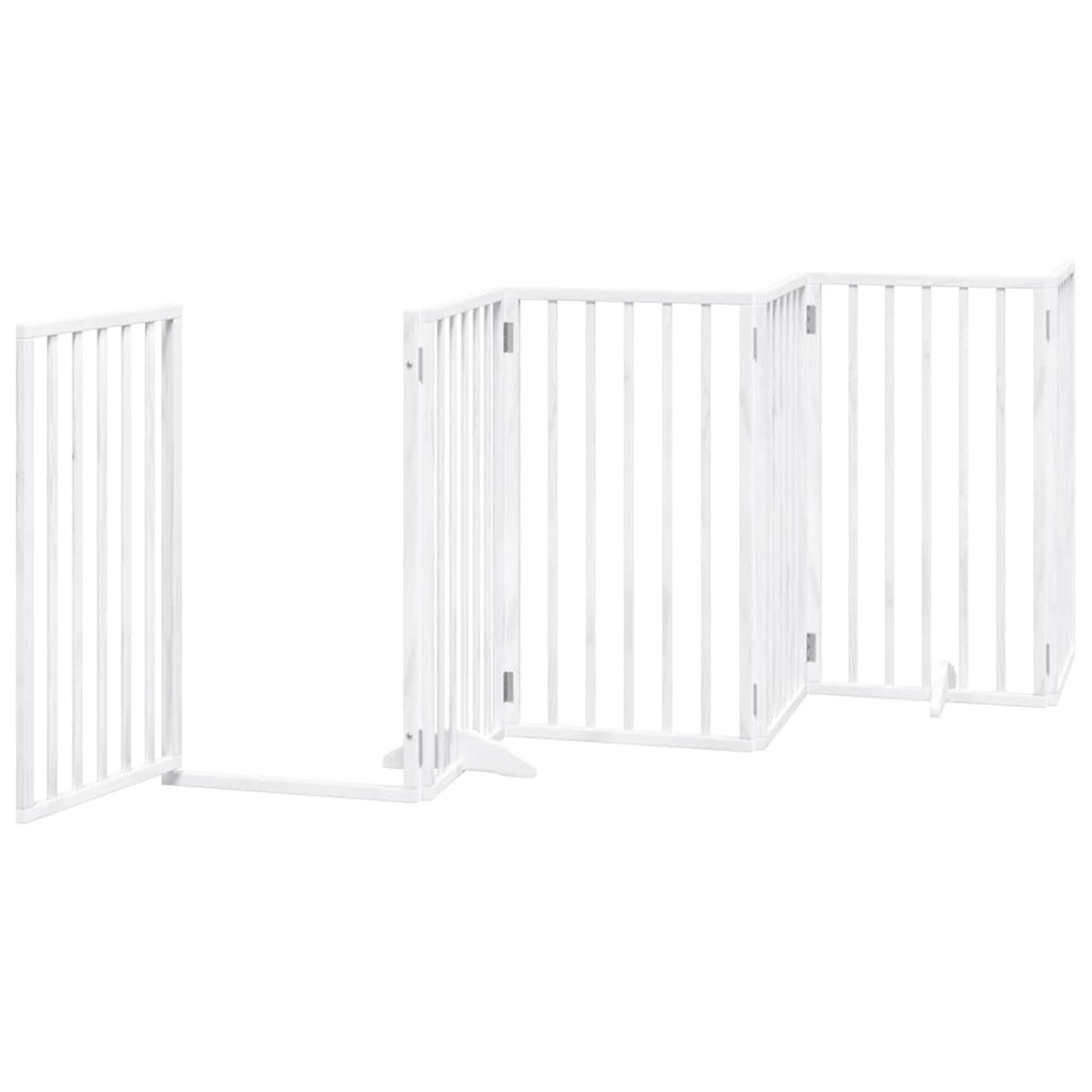 Vrata za pse s vratašcima 9 panela sklopiva 450 cm drvo topole Bijela 50 x 90 x 2 cm