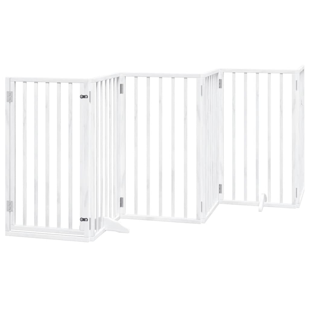 Vrata za pse s vratašcima 12 panela sklopiva 600 cm drvo topole Bijela 50 x 90 x 2 cm
