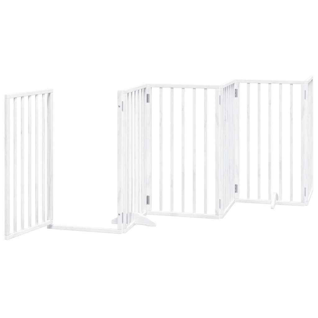 Vrata za pse s vratašcima 12 panela sklopiva 600 cm drvo topole Bijela 50 x 90 x 2 cm