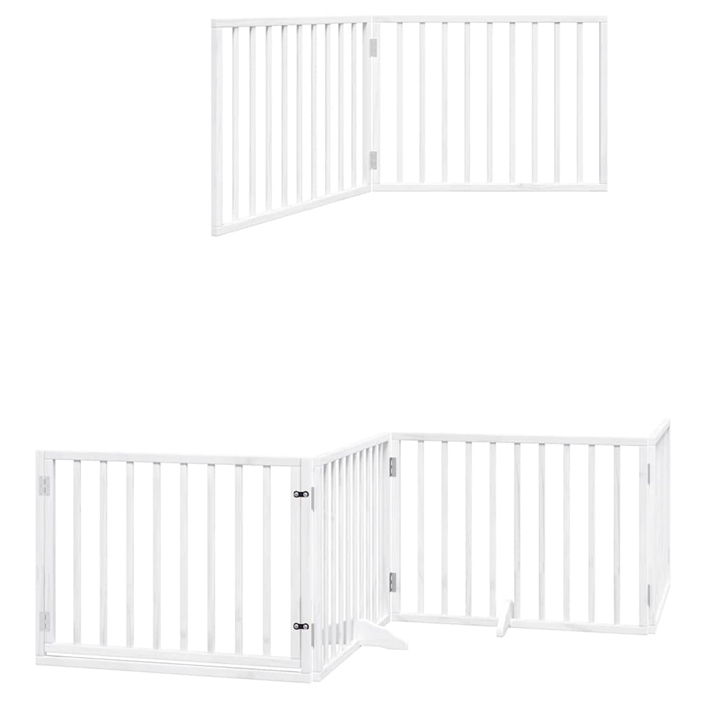 Vrata za pse s vratašcima 6 panela sklopiva 480 cm drvo topole Bijela 80 x 60 x 2 cm
