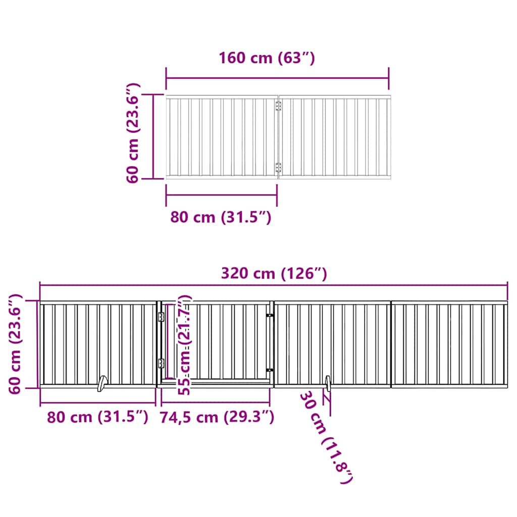 Vrata za pse s vratašcima 10 panela sklopiva 800 cm drvo topole