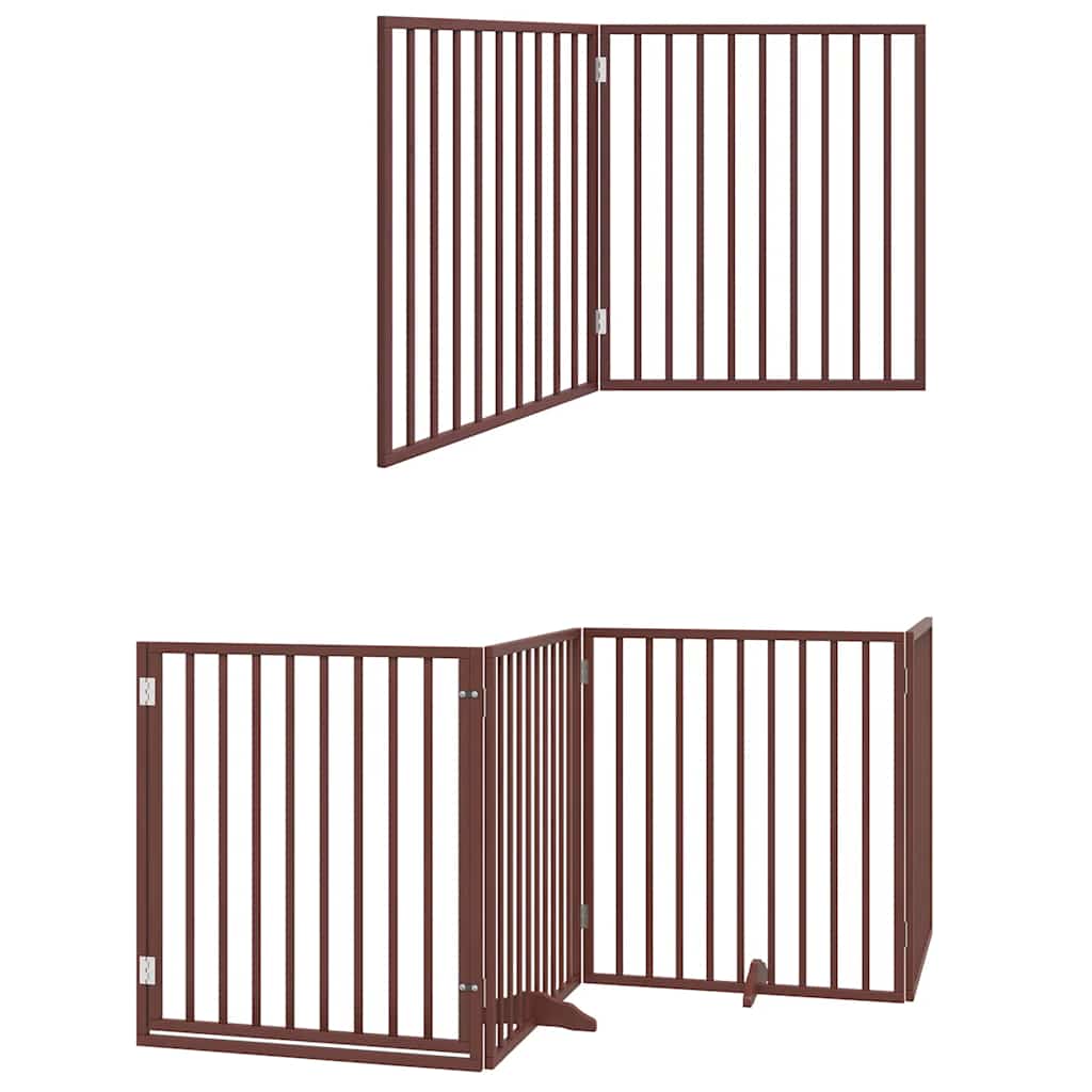 Vrata za pse s vratašcima 10 panela sklopiva 800 cm drvo topole Smeđa 80 x 90 x 2 cm