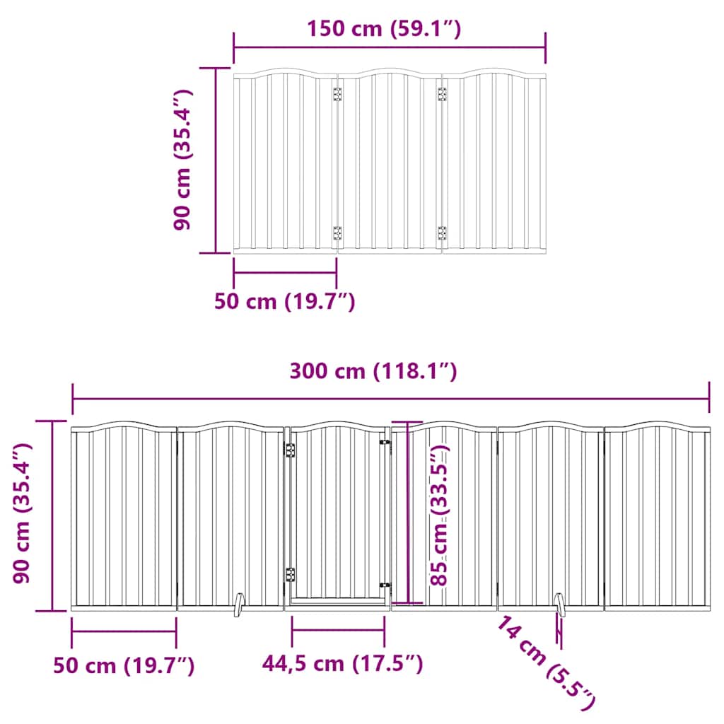 Vrata za pse s vratašcima 15 panela sklopiva 750 cm drvo topole