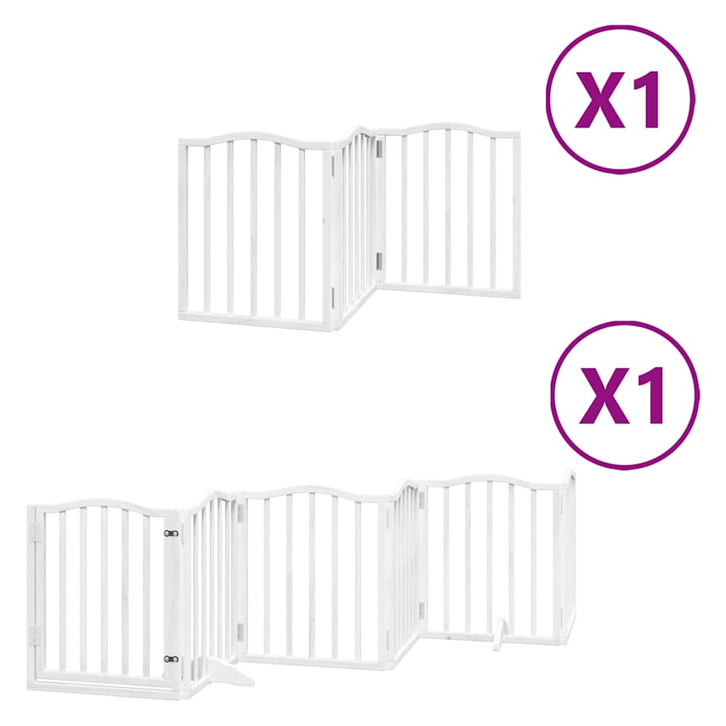 Vrata za pse s vratašcima 9 panela sklopiva 450 cm drvo topole Bijela 50 x 60 x 2 cm