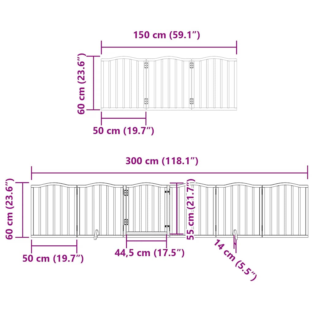 Vrata za pse s vratašcima 12 panela sklopiva 600 cm drvo topole