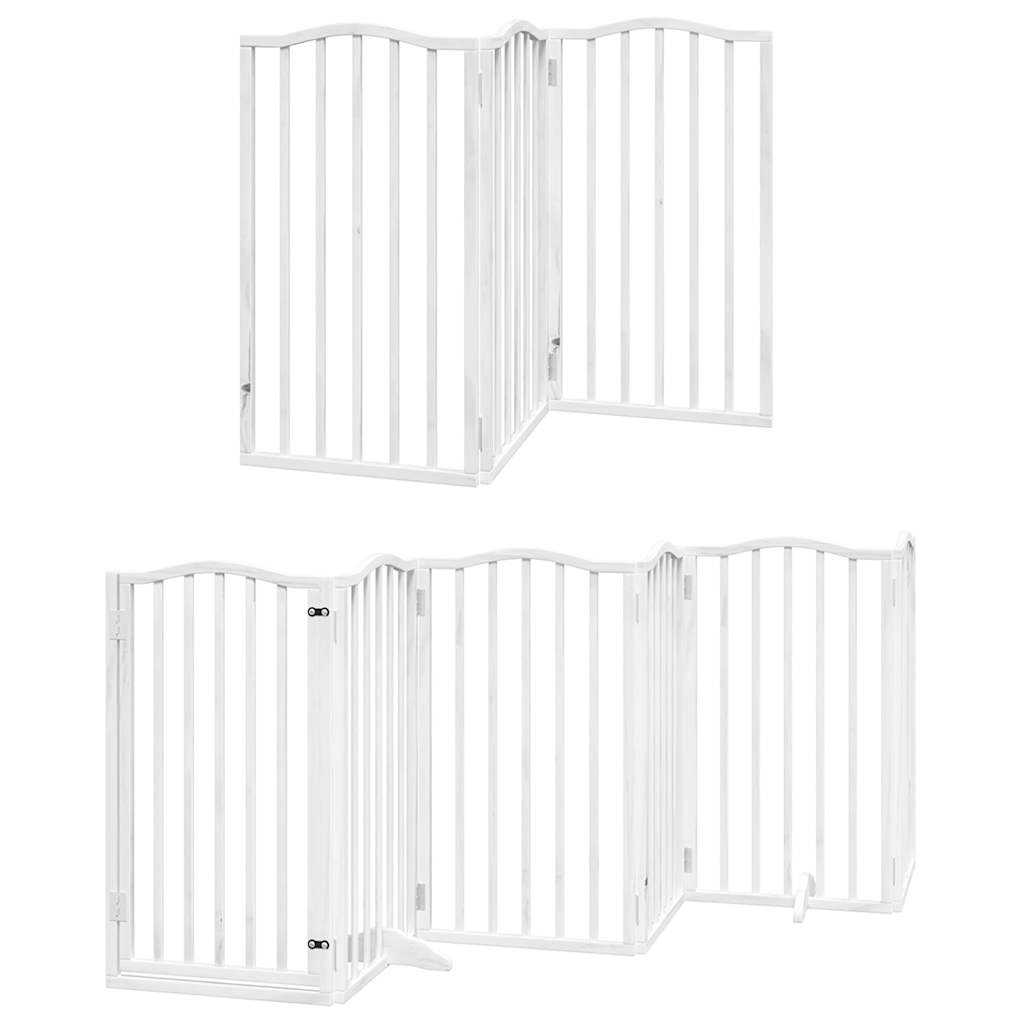 Vrata za pse s vratašcima 15 panela sklopiva 750 cm drvo topole Bijela 50 x 90 x 2 cm