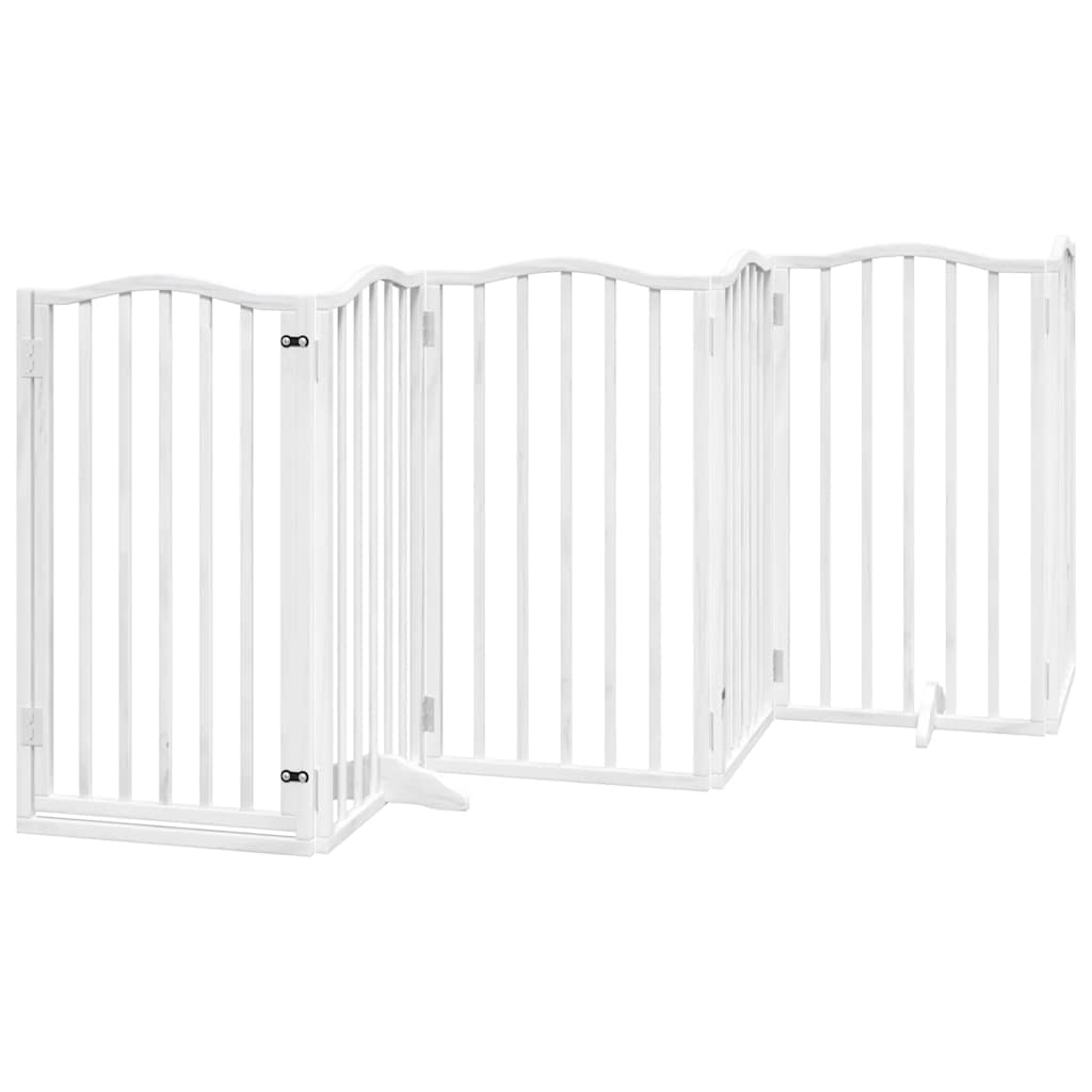 Vrata za pse s vratašcima 15 panela sklopiva 750 cm drvo topole Bijela 50 x 90 x 2 cm