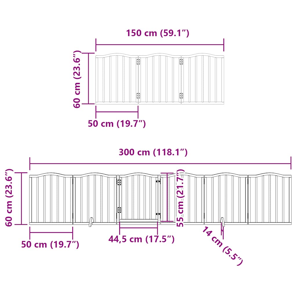 Vrata za pse s vratašcima 15 panela sklopiva 750 cm drvo topole Crna 50 x 60 x 2 cm