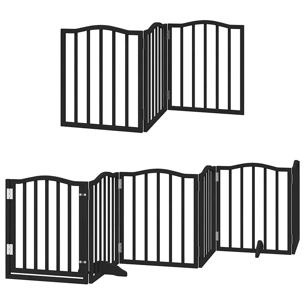 Vrata za pse s vratašcima 15 panela sklopiva 750 cm drvo topole Crna 50 x 60 x 2 cm