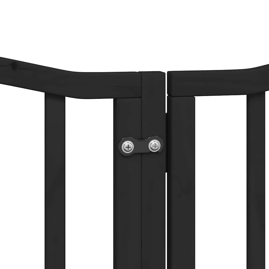 Vrata za pse s vratašcima 15 panela sklopiva 750 cm drvo topole Crna 50 x 60 x 2 cm