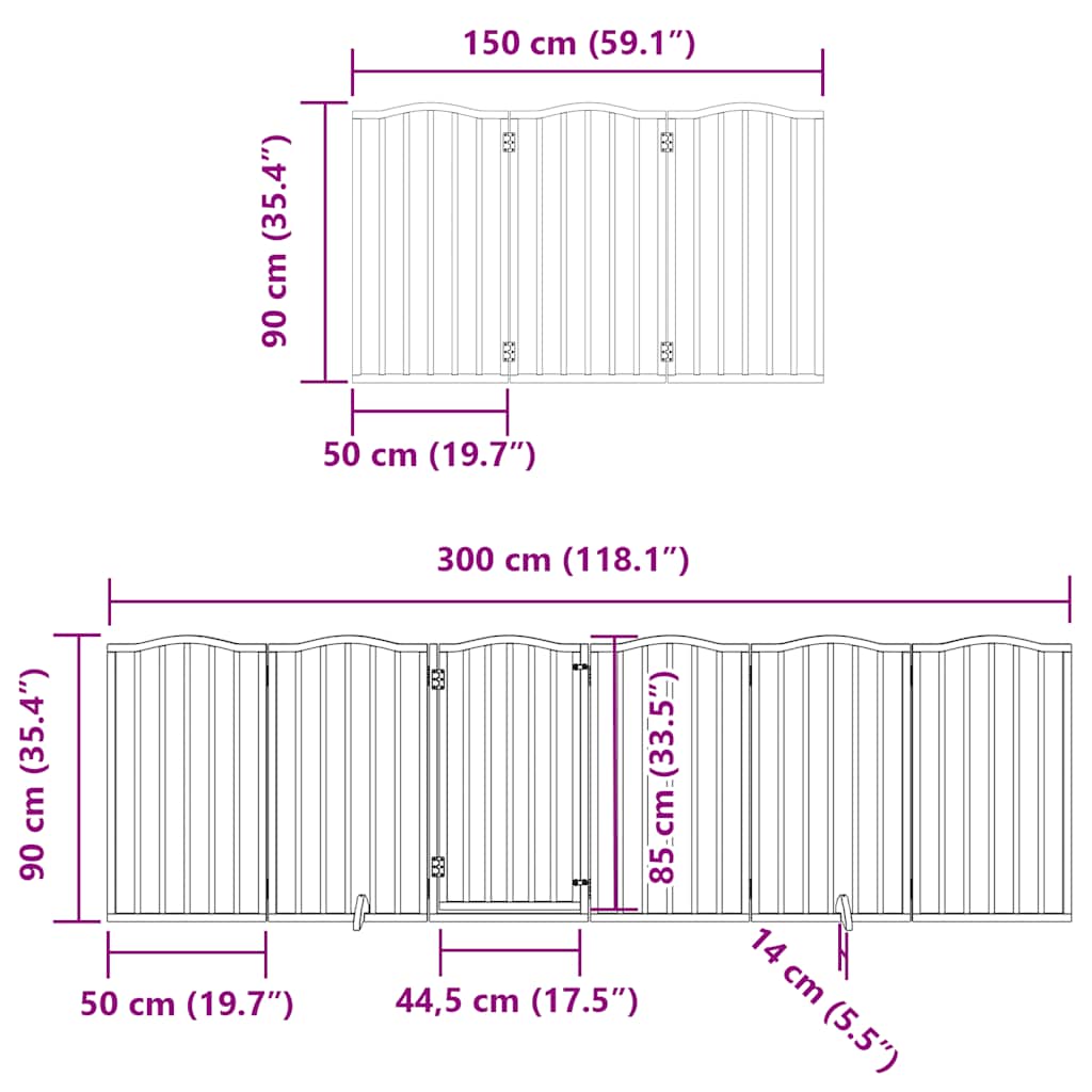 Vrata za pse s vratašcima 12 panela sklopiva 600 cm drvo topole