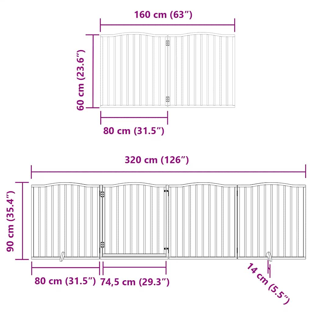 Vrata za pse s vratašcima 10 panela sklopiva 800 cm drvo topole