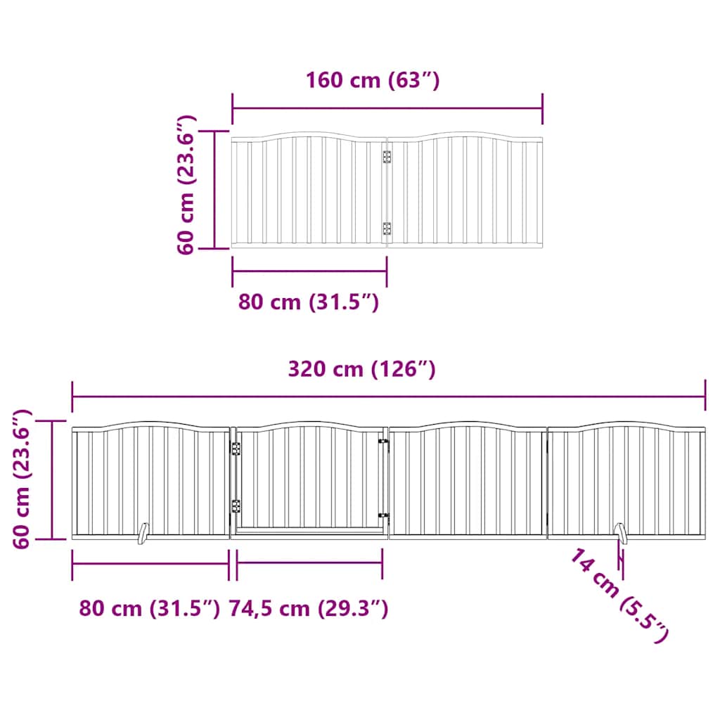 Vrata za pse s vratašcima 10 panela sklopiva 800 cm drvo topole