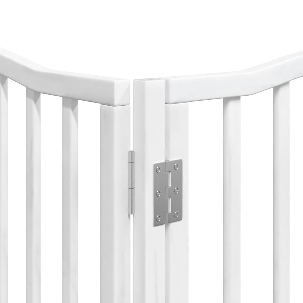 Vrata za pse s vratašcima 8 panela sklopiva 640 cm drvo topole Bijela 80 x 90 x 2 cm