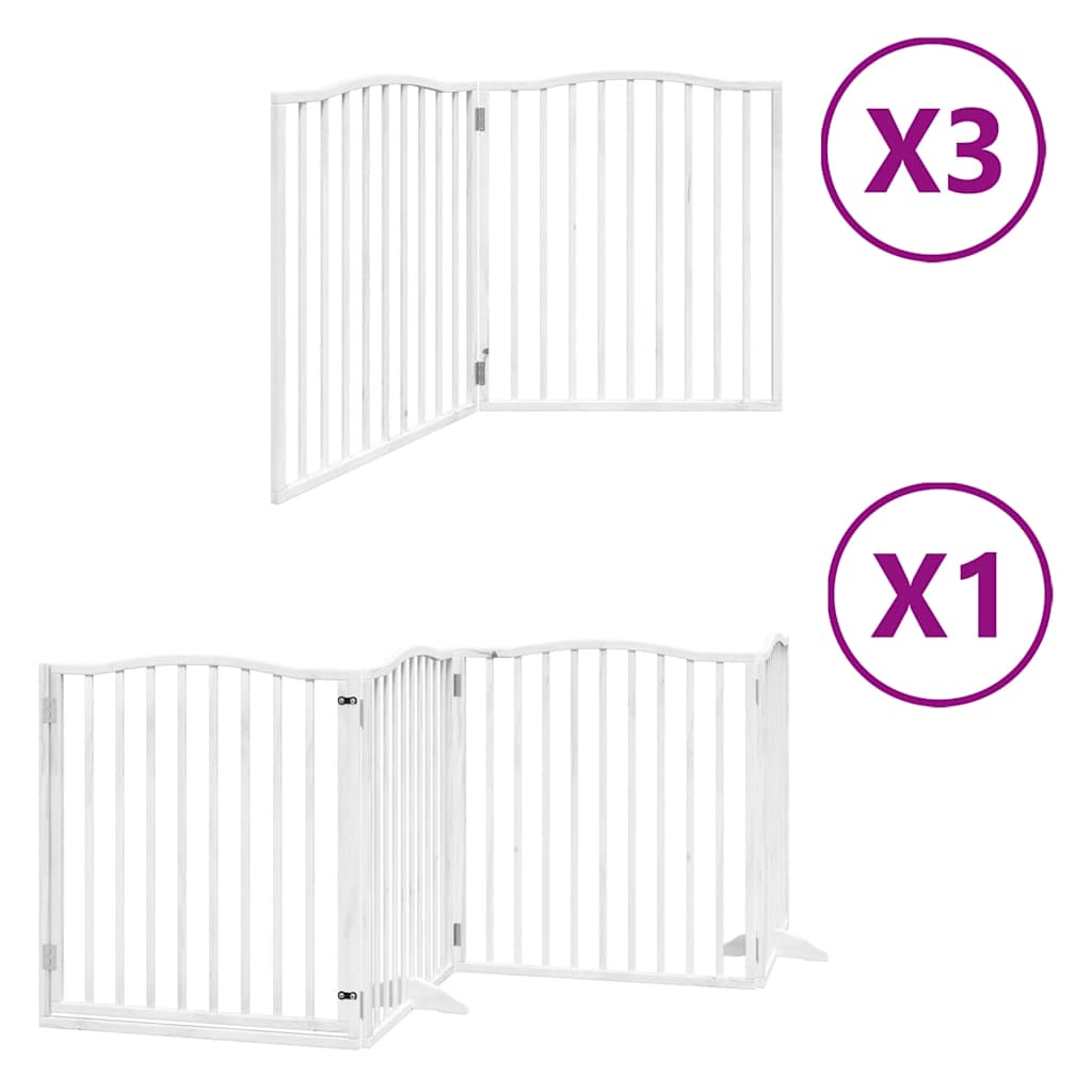 Vrata za pse s vratašcima 10 panela sklopiva 800 cm drvo topole Bijela 80 x 90 x 2 cm
