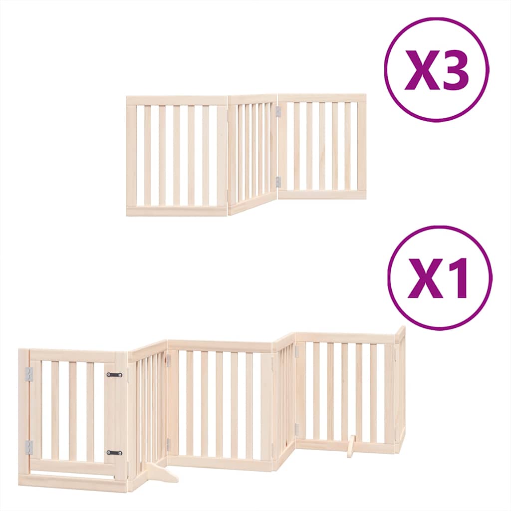 Vrata za pse s vratašcima 15 panela sklopiva 750 cm drvo topole